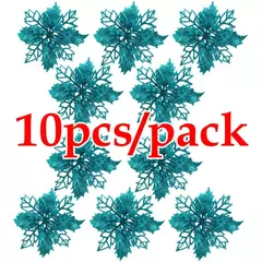 (10pcs) artificial árvore de natal flor glitter decorações enfeites de natal presente de ano novo