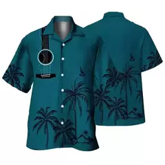 Camisas estampadas em 3D papagaio masculinas, camisas havaianas de praia, manga curta, moda casual, lapela de carreira na internet