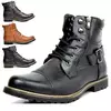Botas de zíper duplo para homens, Botas de couro casual, Metal
