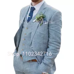 Smoking Do Noivo Para Casamento Groomsman, Terno Masculino, Traje De Linho, Calças Jaqueta E Coletes, 3 PCs, Summer Beach Smoking, 2023 na internet