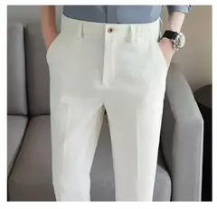 Calça de waffle masculina, calça de negócios masculina de casamento e social, vestido de baile e festa, preto e branco, nova moda, 2024 - comprar online