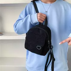 Mini mochila feminina, mochila escolar de veludo simples pequena, grande capacidade, mochila feminina durável, monocromática, casual, viajando, moda - comprar online