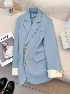 Moda feminina blazer de cor sólida, primavera novo temperamento casual celebridade terno popular na internet