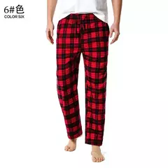 Branco preto xadrez pijama calças inferiores homens relaxando confortável macio algodão flanela casa wear respirável flanela pijama homme - comprar online