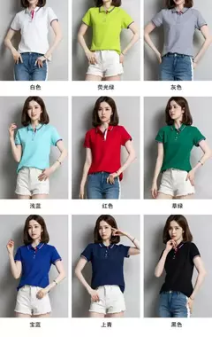 Camisa polo feminina de algodão solto, manga curta, blusa esportiva casual com lapela, camisa de negócios preto e branco, verão feminino - comprar online