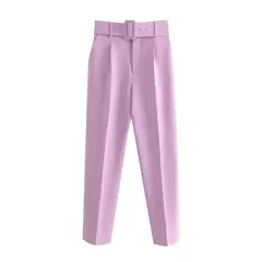 TRAF-Calças de escritório femininas de cintura alta, calças cortadas, roupa formal, roupas profissionais, outono - Wolf Magazine