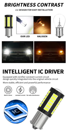 Luz de sinalização LED para carro, lâmpada DRL, 1156, BA15S, P21W, 1157, BAU15S, PY21W, P21, 5W, BAY15D, caminhão, ATV, Canbus, 5630SMD, 12V, 24V, PCes 2 - Wolf Magazine