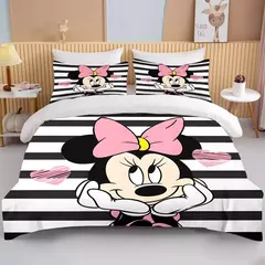 Disney-Minnie Mouse Impresso Conjunto de Cama para Crianças e Adultos, Capa de Edredão, Consolador, Fronha, Rosa, Rei, Amor, Desenhos Animados, Meninos, Meninas, Adultos, Presente