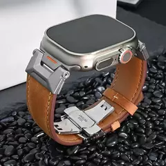Pulseira de couro para Apple Watch, Ultra 2, 49mm, Pulseira Masculina, Bracelete para iWatch Series 9, 7, 8, 6, 5, 4, Se, 3, 45mm, 44 milímetros, 42 milímetros - Wolf Magazine