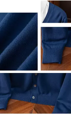 BROWON-Cardigã monocromático com decote em v masculino, suéter casual, cardigã comercial, clássico, moda coreana, roupas masculinas - loja online