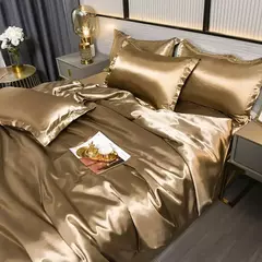 Monocromático Rayon Satin Conjunto de cama, luxo Duvet Cover Kit, Twin Queen e King Size, Home Textile, 3PCs, 4PCs na internet