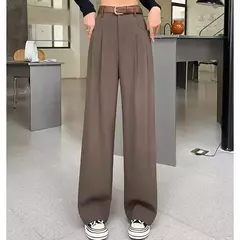 Calça feminina clássica de cintura alta, calça larga, reta, clássica, verão, outono, fato da moda, Lady, 2022