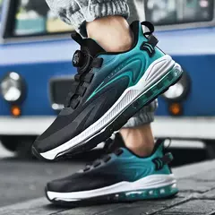 Tênis de corrida acolchoados para homens, tênis antiderrapantes, botões rotatórios, adequados para exterior, casual, conforto, alta qualidade, venda quente