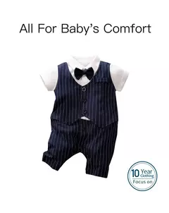 Bodysuit de algodão confortável para meninos e meninas, manga curta, bonito vestido de festa, roupas de bebê, verão, 0-18m na internet