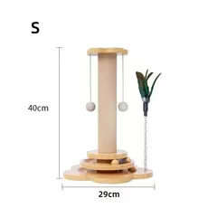 Mesa giratória de sisal de madeira maciça para gatos, coluna para arranhar gatos, bastão para provocar gatos, placa para arranhar gatos, vertical, durável e sem cair