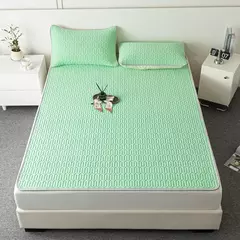 Tapete e fronha de látex espesso macio, Conjunto de cama liso, Lençol Cool Feeling, Capa de colchão de resfriamento, Verão, 2 pcs, 3pcs - Wolf Magazine