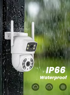 ICSEE Câmera de segurança externa wi-fi, 8MP, lente dupla, telas duplas, câmera de vigilância, detecção humana, visão noturna, zoom digital 4X na internet