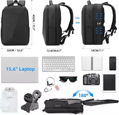 Mochila Laptop de Viagem Expansível para Homens, Impermeável, Saco De Negócios Anti-Roubo, Carregamento USB, Estojo Rígido, 15.6";;VERDADEIRO;;"EVA not expandable,18 inches na internet