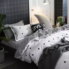 Coração Imprimir Conjunto de cama reversível, Duvet Cover Set, microfibra, moderno Quilt Cover, Zipper Closure com 2 Fronhas, King Size - comprar online
