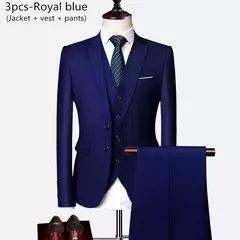 Terno de casamento fino com três peças para homens, conjuntos monocromáticos de negócios e escritório, blazer grande, calça e colete, moda luxo - comprar online