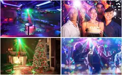 Imagem do Luz de festa bola de discoteca luz projetor laser 5 em 1 dj palco luz estroboscópica natal casamento casa clube decoração