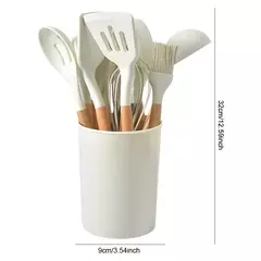 Conjunto De Utensílios De Cozinha De Silicone Antiaderente, Utensílios De Cozinha, Espátula, Pá, Batedores De Ovo, Cabo De Madeira, Ferramenta De Cozinha, Panelas, 12Pcs na internet