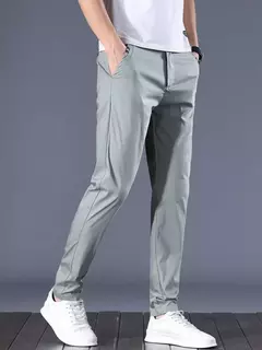 Calça reta masculina de alfaiataria social, calça masculina de algodão, para cima fina e casual, calça empresarial chinesa, clássica, para cima, verão - Wolf Magazine