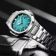 Imagem do Poedagar-Relógio Quartz Masculino de Luxo, Relógio de Negócios Impermeável, Relógio Masculino, Data Luminosa, Aço Inoxidável, Quadrado, Novo, 2022