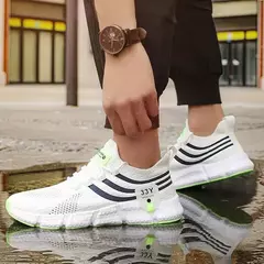 Sapatilhas esportivas de malha leve respirável masculina, tênis casual ao ar livre, tênis preto, corrida atlética, tênis para caminhada - comprar online