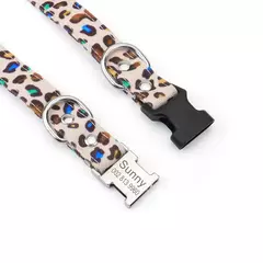 Conjunto de coleira e coleira para cães personalizados, padrão de leopardo personalizado, correias de tecido de poliéster com trela de 120 cm, para cães médios e grandes - loja online