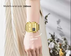 LIGE-Relógio Dual Display para Mulher, Relógios Quadrados Criativos para Senhoras, Relógio Casual de Ouro, Marca de Luxo, 2022 - comprar online