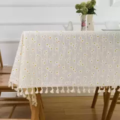 Toalha De Mesa De Mistura De Algodão Impresso Floral, Lavável Farmhouse Table Cover, Bege, Festa De Casamento, Sala De Estar, Decoração Do Chuveiro Do Bebê - comprar online