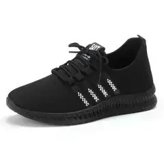 Tênis leve vulcanizado masculino, tênis casual de malha, com cordões, caminhada e corrida, academia, na moda - loja online