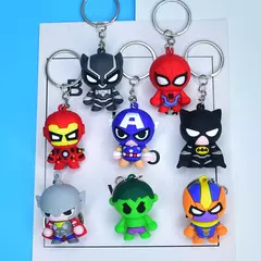 Marvel dos desenhos animados chaveiro homem aranha homem de ferro morcego hulk thor anime vingadores chaveiro figura silicone chave do carro jóias brinquedos presente na internet