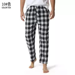 Branco preto xadrez pijama calças inferiores homens relaxando confortável macio algodão flanela casa wear respirável flanela pijama homme - Wolf Magazine