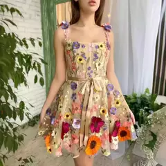 2024 novas roupas femininas europeu americano cross-border amazon estação independente bordado flor envoltório vestido sexy - comprar online