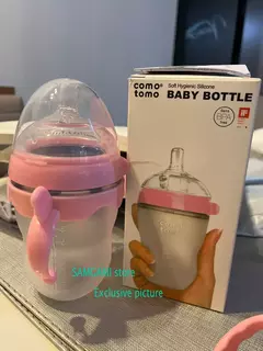 Garrafa de silicone para crianças, BPA Free Feeding Bottle para crianças, Verde e rosa, 5 oz e 8 oz, 2 pacotes