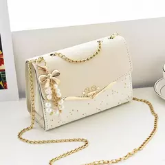 Lantejoula embelezada PU poliéster bolsa crossbody para senhoras, bolsa de ombro pequena, pingente cruz quadrada borla, moda na moda - comprar online