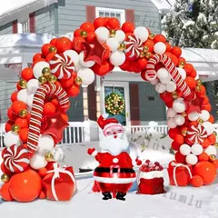 Decorações balões de natal guirlanda arco vermelho metálico ouro com homem de gengibre estrelas balão foil para decoração de festa de natal