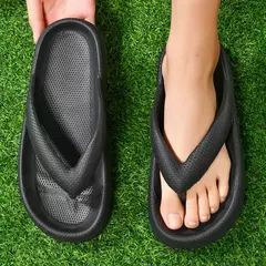 Imagem do Chinelos de plataforma única macia para homens e mulheres, antiderrapantes, grossos, chinelos de banheiro, chinelos de praia, verão, 2022