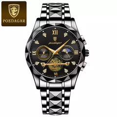 Relógio de pulso luxo masculino Poedagar, relógio cronógrafo luminoso impermeável, aço inoxidável, relógios quartzo - comprar online