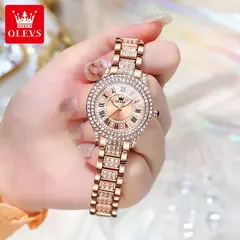 OLEVS Relógios das Mulheres Moda Original Quartzo Relógio De Pulso para Senhoras Roman Dial Deslumbrante Diamante Impermeável Luminoso Luxo Novo na internet