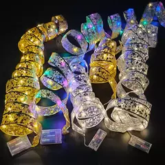Imagem do 1/2/3/5/10m ano novo fita de natal luz de fadas corda guirlanda luzes árvore de natal ornamento fita luz decoração para casa