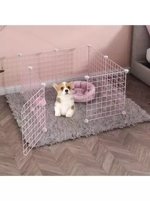 Cerca rosa para animais de estimação, malha de ferro diy, pode ser combinada livremente, gaiola para gatos, gaiola para cães, hamster, gaiola para coelho