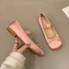 Sapatos de balé de seda cetim de luxo para mulheres, clássico quadrado toe, gravata borboleta, elástico, bailarina para senhoras, sapatos macios - comprar online