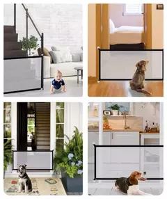 Imagem do Pet Folding Malha Respirável Playpen, Dog Safety Fence, Indoor Baby Gate, Barreira de Cercas com Gancho, Tamanho Pequeno e Grande, 4Pcs