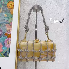 Imagem do Bolsa acrílica axila quadrada para mulheres, bolsa de noite, embreagem de diamantes, bolsa de casamento, alta qualidade, design luxuoso, novo, 2022