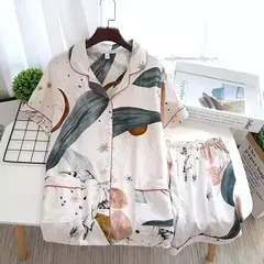 Pijama de manga comprida para senhoras, pijamas, pijamas femininos, 100% viscose, plus size, 3XL, novo para primavera e verão - comprar online