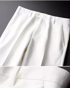 Calças casuais para homens, calças finas, calças brancas, terno masculino, anti-rugas, calças de alto grau de 9 pontos, 2023 - Wolf Magazine