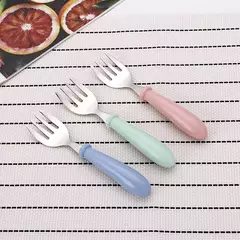 Imagem do Talheres portáteis de aço inoxidável para crianças, Spoon Forks Box Utensílios de alimentação do bebê Conjunto de talheres para bebês, 3pcs